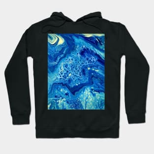 Azurite- Abstract Acrylic Pour Painting Hoodie